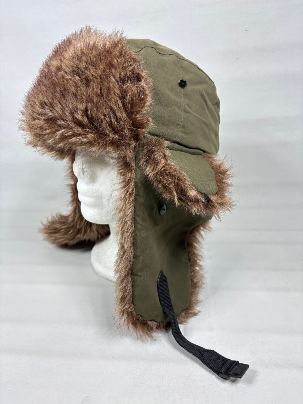 Rivington & Mott New York Trapper Hat Olive Green Faux Fur Ear Flap Winter